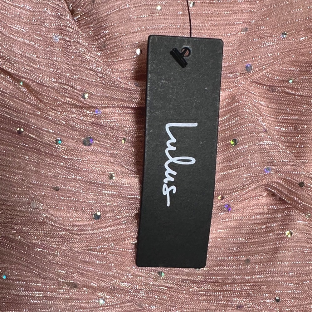 LULU'S Flirty Vibes Mauve Pink Sparkly Ruched Bodycon Mini Dress NWT Size‎ Med - Picture 12 of 16